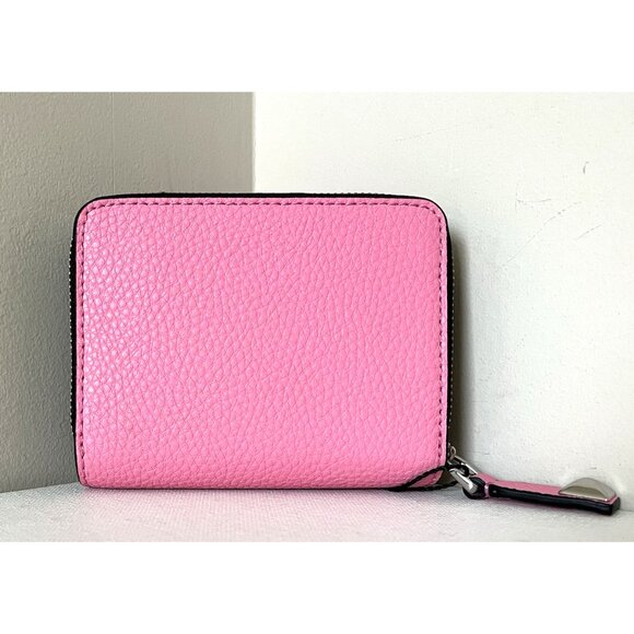 New Marc Jacobs Bold SLG Mini Compact Bifold Wallet Pebble Leather Petal Pink - Picture 4 of 5